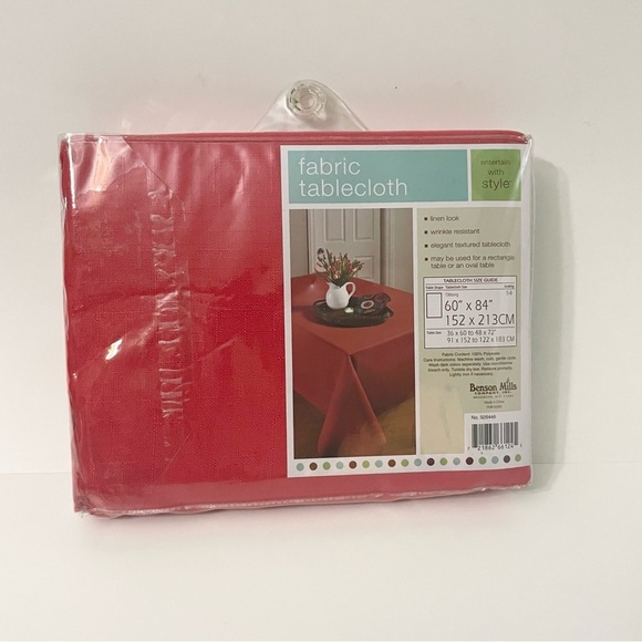Benson Mills Fabric Tablecloth Red 60”x 84” - Picture 6 of 14